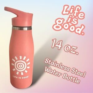 Life is Good 14 oz. Peach Stainless Steel Water Bottle tiny dent